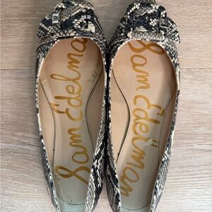 Sam Edelman Black and Cream Snakeskin Flats